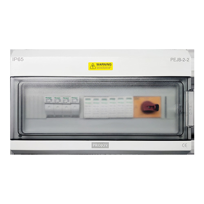 पॉली कार्बोनेट ABS DC 1000V 32A सोलर स्ट्रिंग कॉम्बिनर बॉक्स 2 इन 1 आउट IP65
