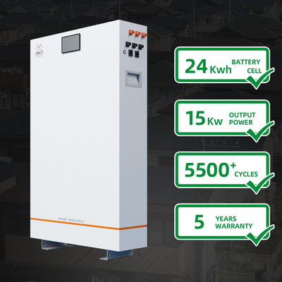 लोकप्रिय रिचार्जेबल घरेलू ऊर्जा भंडारण डीप साइकिल सौर बैटरी 24kwh
