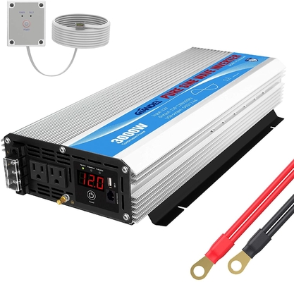 रिमोट कंट्रोल के साथ 3000W शुद्ध साइन वेव पावर इन्वर्टर DC12V से AC120V