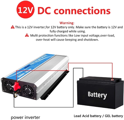 रिमोट कंट्रोल के साथ 3000W शुद्ध साइन वेव पावर इन्वर्टर DC12V से AC120V