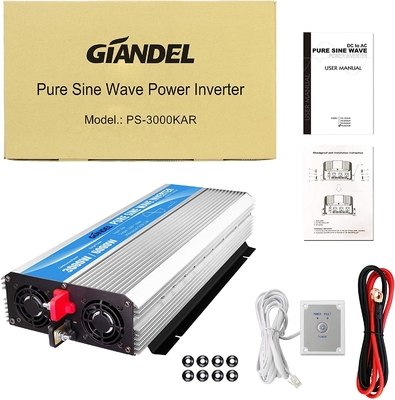 रिमोट कंट्रोल के साथ 3000W शुद्ध साइन वेव पावर इन्वर्टर DC12V से AC120V