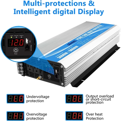 रिमोट कंट्रोल के साथ 3000W शुद्ध साइन वेव पावर इन्वर्टर DC12V से AC120V
