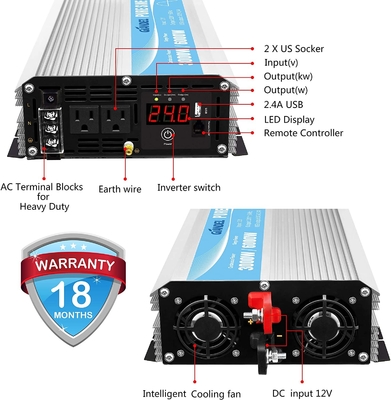 DC24V शुद्ध साइन वेव हाइब्रिड सोलर इन्वर्टर 3000W MSDS UN38.3