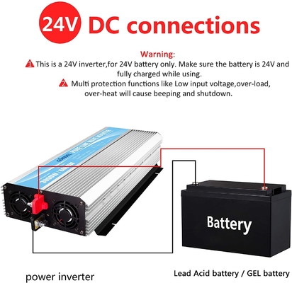 DC24V शुद्ध साइन वेव हाइब्रिड सोलर इन्वर्टर 3000W MSDS UN38.3