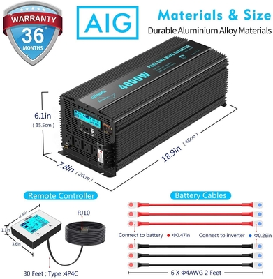 DC24V हाइब्रिड सोलर इन्वर्टर Giandel 4000W हैवी ड्यूटी प्योर साइन वेव पावर इन्वर्टर