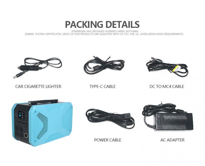 कैम्पिंग के लिए 500W 10A सौर पोर्टेबल सिस्टम बिजली की आपूर्ति 720Wh 2