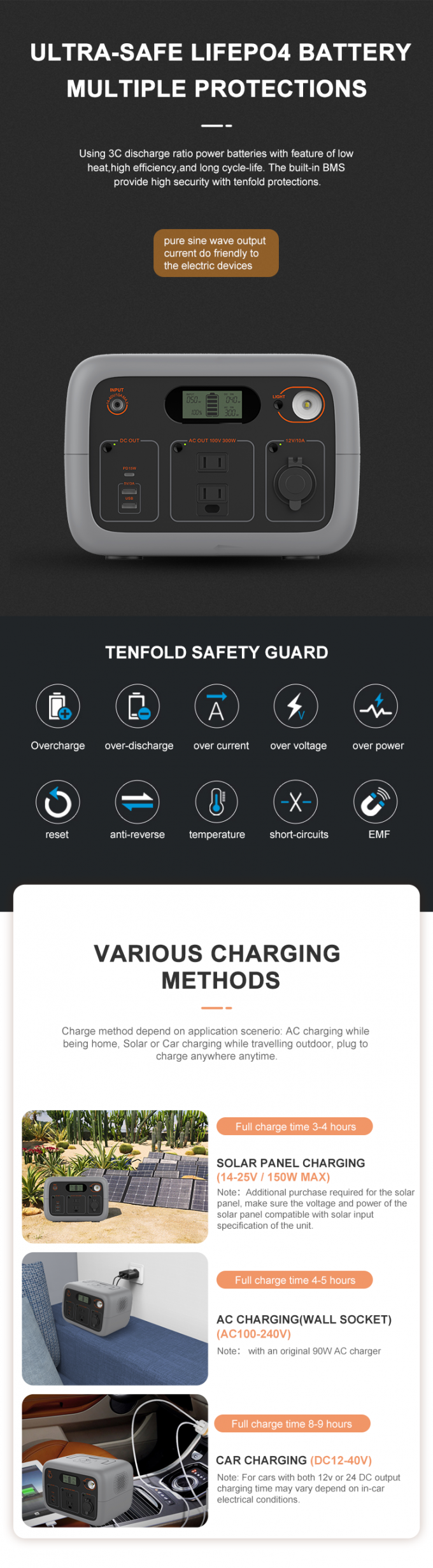 मिनी 300W लिथियम कैम्पिंग बैटरी पैक 220V Lifepo4 लिथियम बैटरी 2
